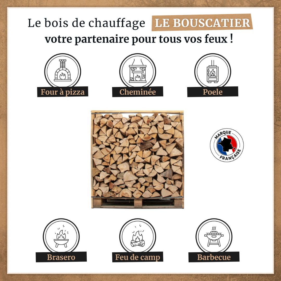 1m3 = 1,5 stères en 30cm - Bois de Chauffage extra sec - chêne / hêtre / châtaignier