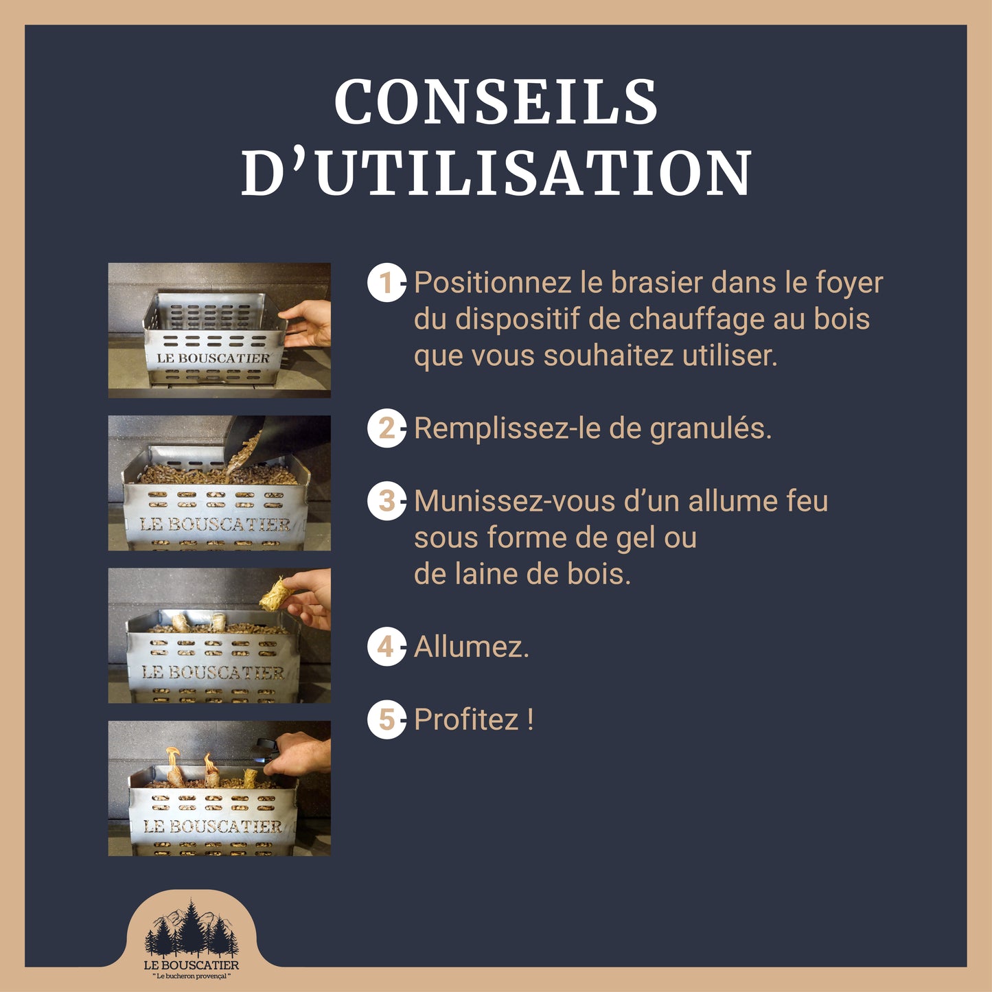 Panier bruleur à Granulés pour Poêle, Insert et cheminée en Acier Haute Résistance