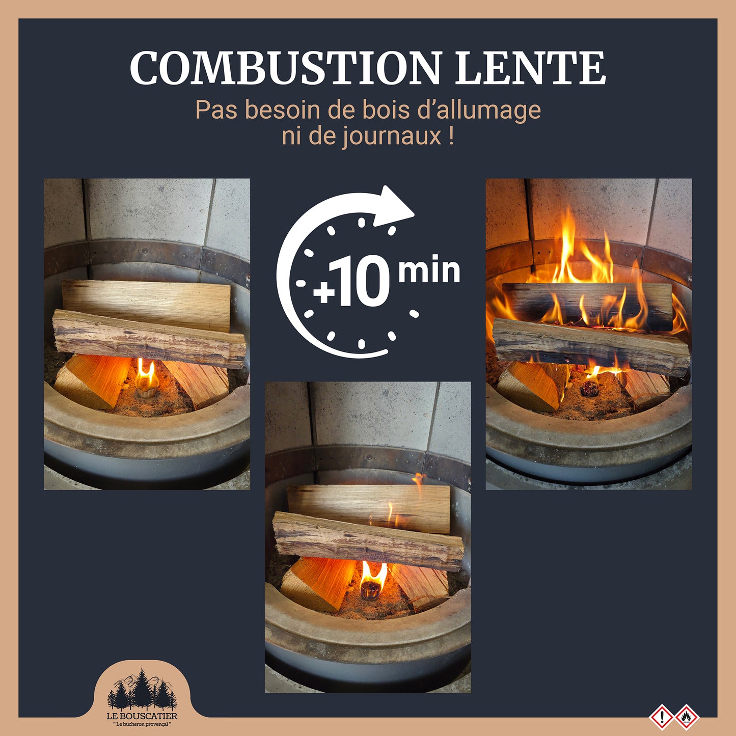 cupcake allumes-feu premium en sciure de bois pour barbecue et brasero