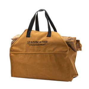 Sac de transport bois de chauffage robuste et résistant pour bûches - 60x46x26cm de 50L. Panier multi usage extra large, accessoire pour poêle, cheminée, brasero ou barbecue