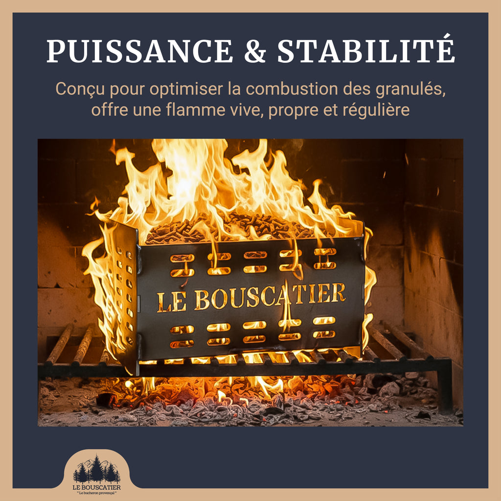 Panier bruleur à Granulés pour Poêle, Insert et cheminée en Acier Haute Résistance