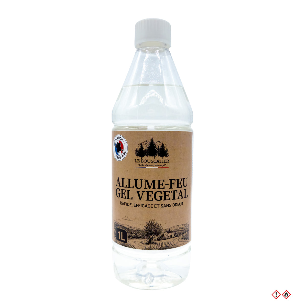 Gel Allume-Feu 1L – Origine Végétale – Allumage Rapide et sans Odeur – Barbecue, Cheminée, Poêle, Insert, Brasero