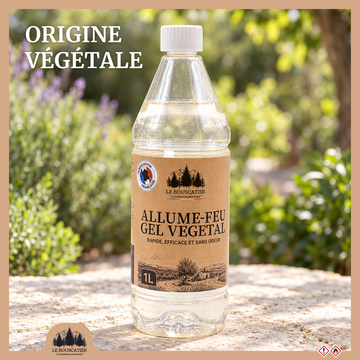 Gel Allume-Feu 1L – Origine Végétale – Allumage Rapide et sans Odeur – Barbecue, Cheminée, Poêle, Insert, Brasero