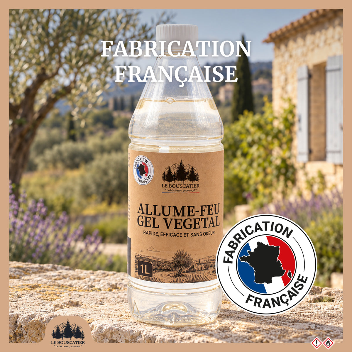 Gel Allume-Feu 1L – Origine Végétale – Allumage Rapide et sans Odeur – Barbecue, Cheminée, Poêle, Insert, Brasero