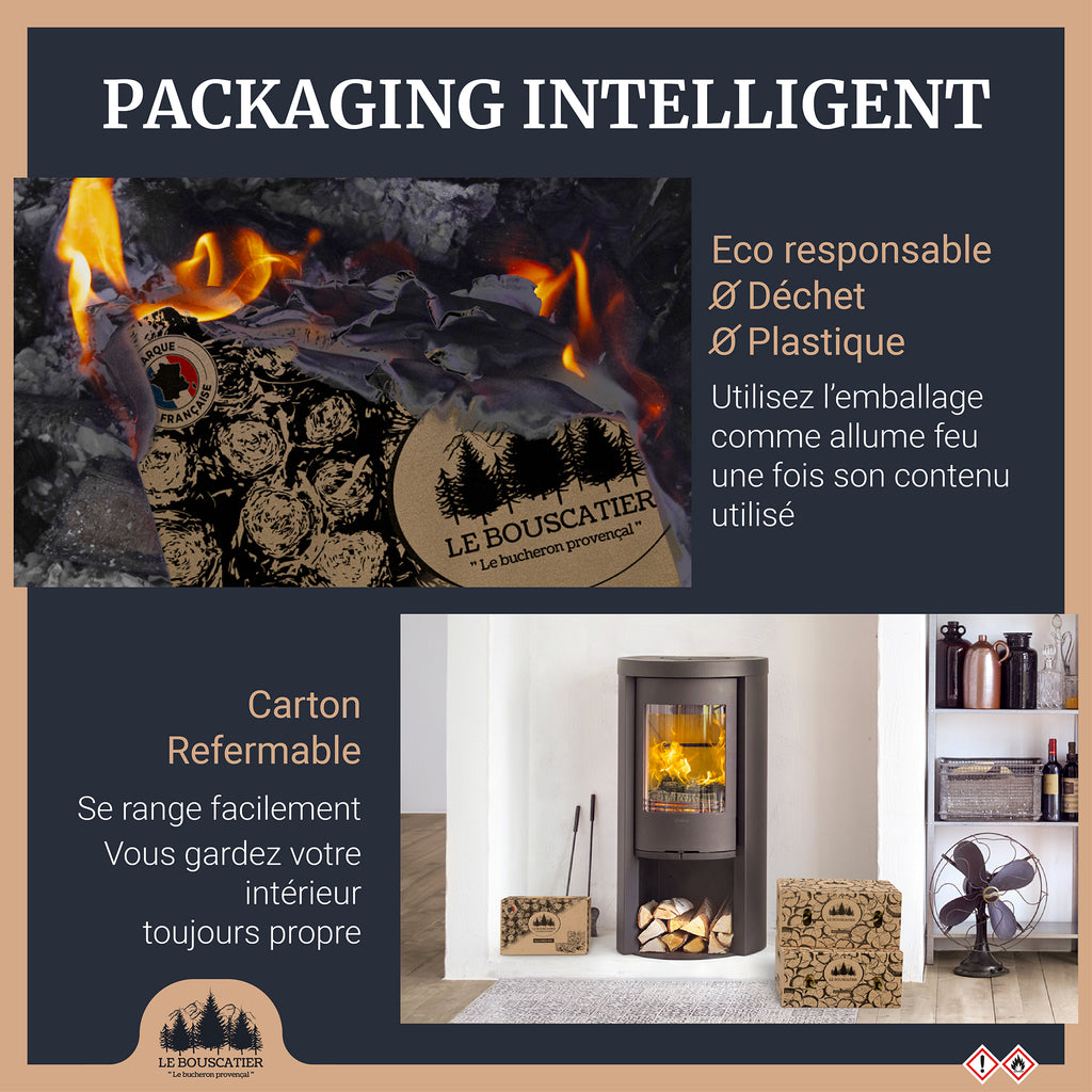 200u cupcake allumes-feu premium en sciure de bois 100% naturel pour barbecue et brasero