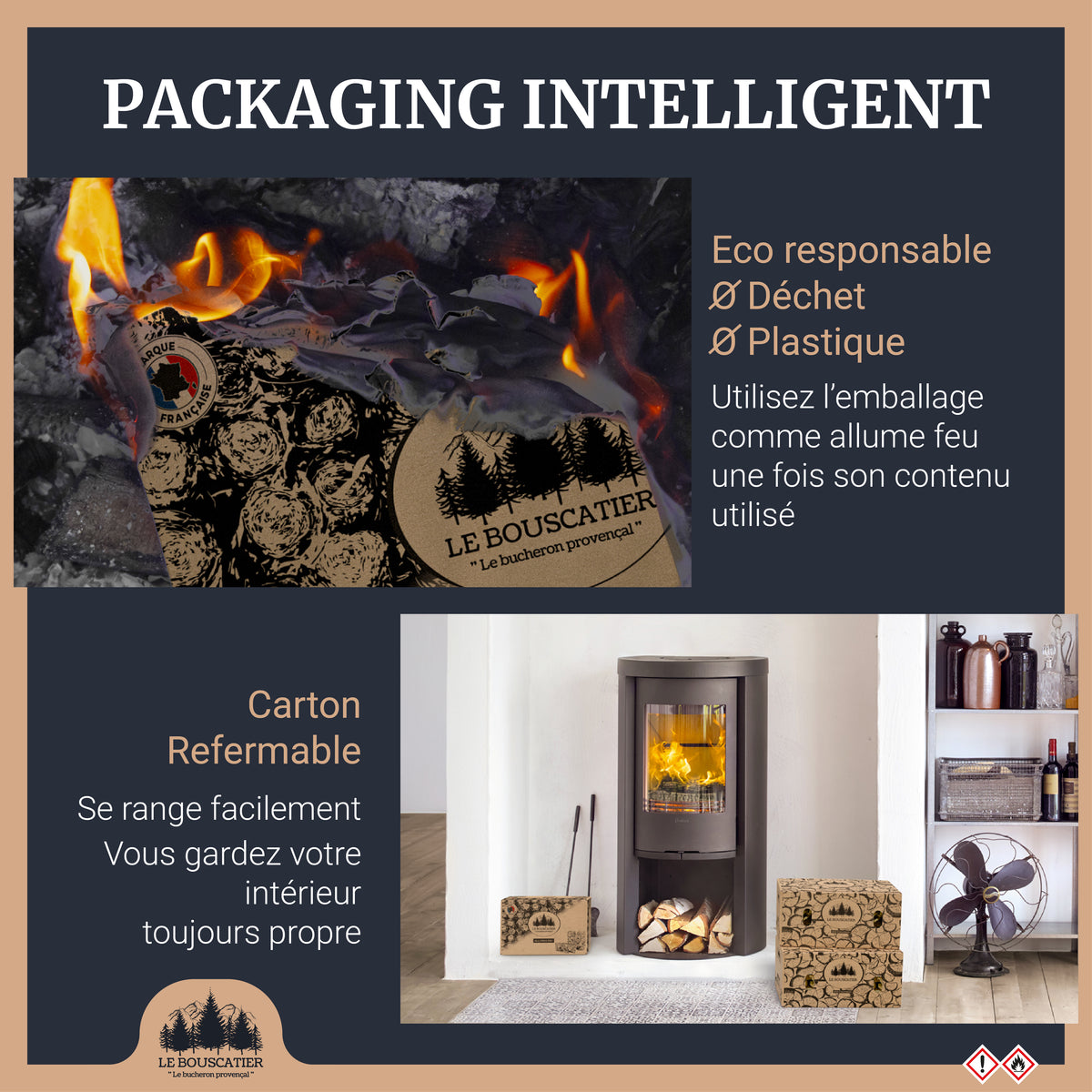 Allumes-feu en laine de bois 100% naturel