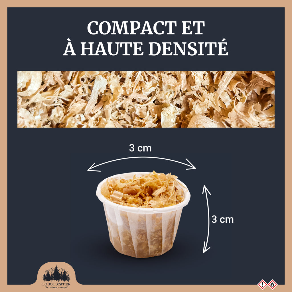 200u cupcake allumes-feu premium en sciure de bois 100% naturel pour barbecue et brasero