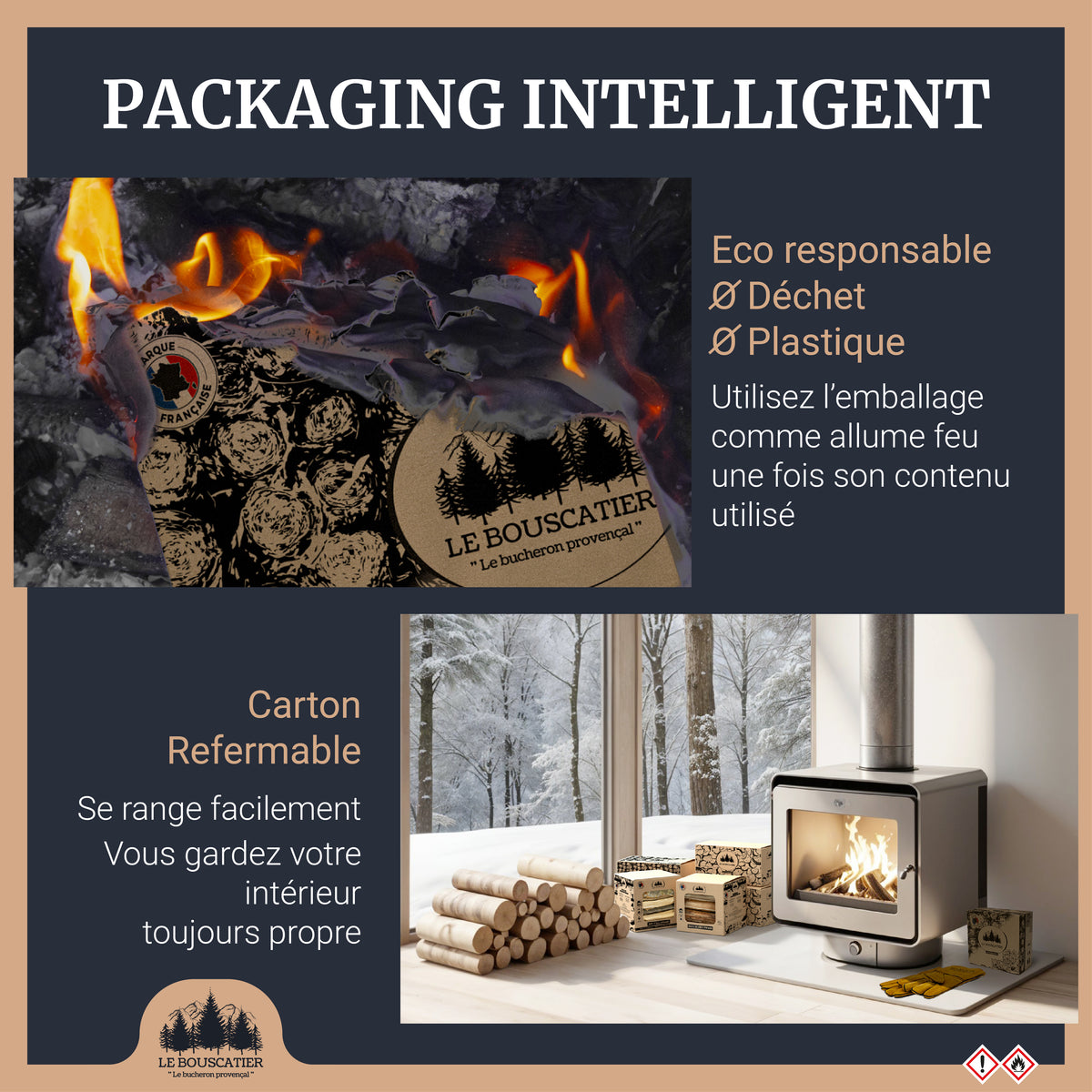 Bois d'allumage pour brasero, barbecue, poêle et cheminée