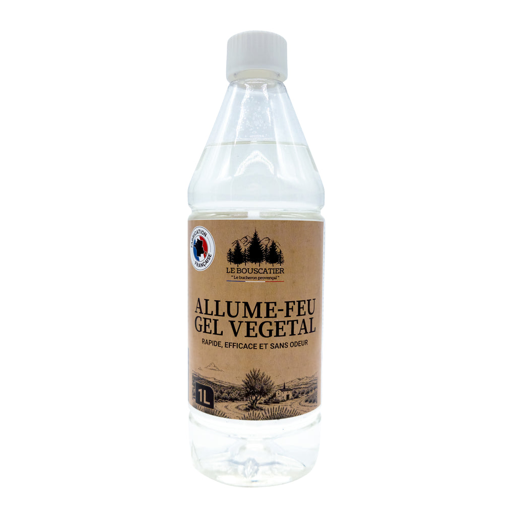 Gel Allume-Feu 1L – Origine Végétale – Allumage Rapide et sans Odeur – Barbecue, Cheminée, Poêle, Insert, Brasero