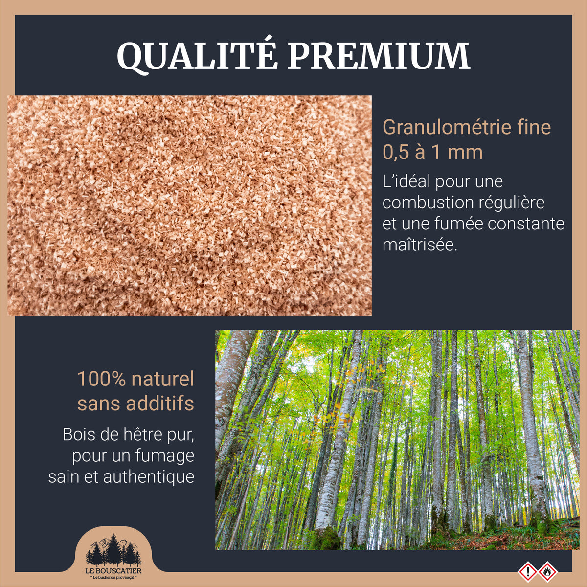 Sachet de sciure de fumage 100% hêtre