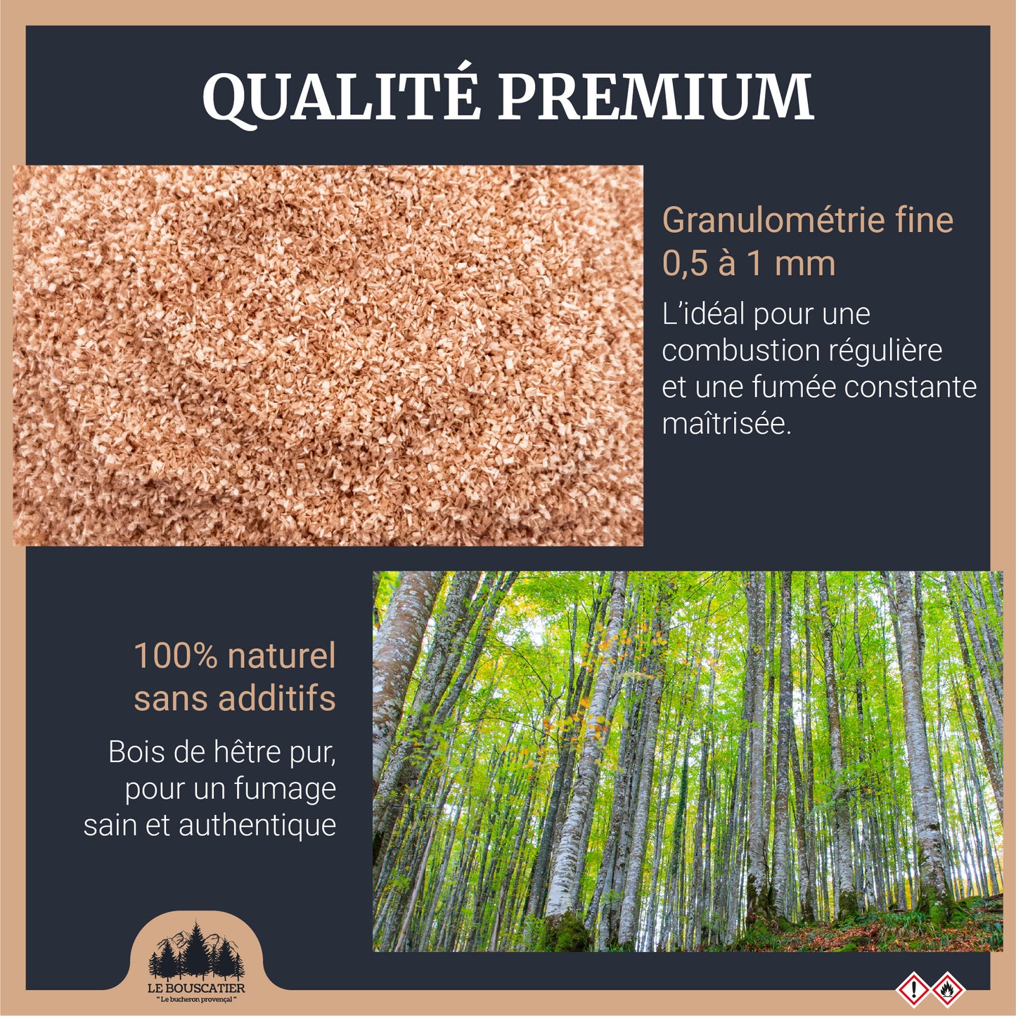 Sachet de sciure de fumage 100% hêtre