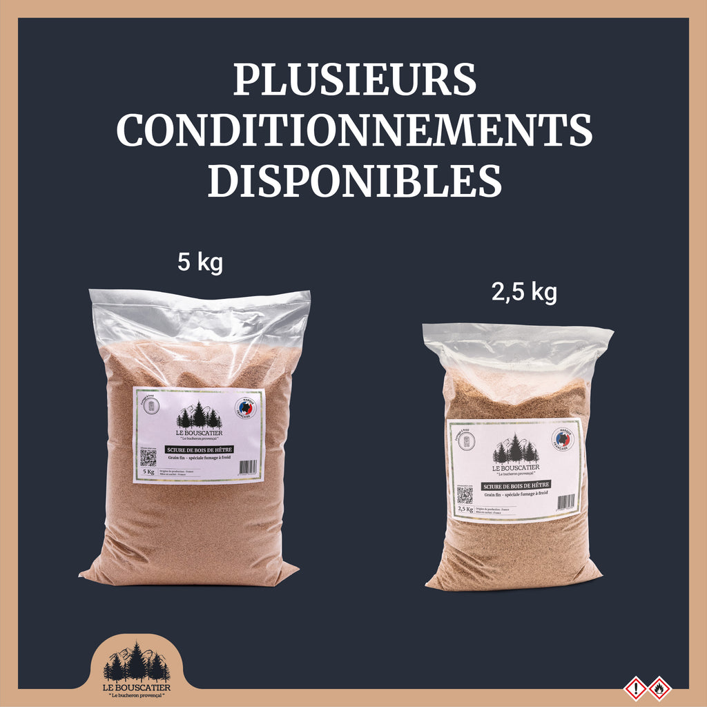 Sachet de sciure de fumage 100% hêtre